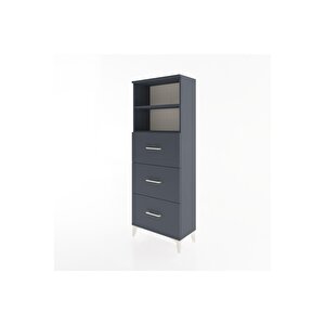 Arges Dolap 2 Raflı 3 Çekmeceli 60x30x163 Antrasit-antrasit