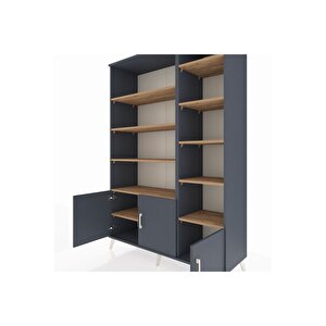 Hyperion Dolap 10 Raflı 3 Kapaklı 132x44x195 Antrasit-antrasit/çam