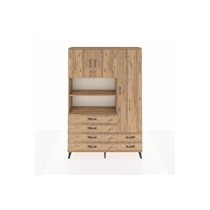 Arges Gardrop 9 Raflı 6 Çekmeceli 3 Kapaklı 132x30x195 Çam-çam