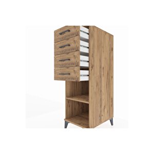 Kronos Dolap Tek Raflı 4 Çekmeceli 44x59x134 Çam-çam