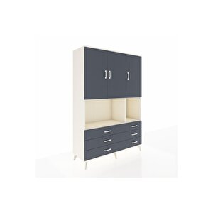 Hyperion Gardrop 6 Raflı 6 Çekmeceli 3 Kapaklı 132x44x195 Aytaşı-antrasit