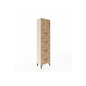 Arges Dolap Tek Raflı 4 Çekmeceli Tek Kapaklı 44x30x182 Aytaşı-çam