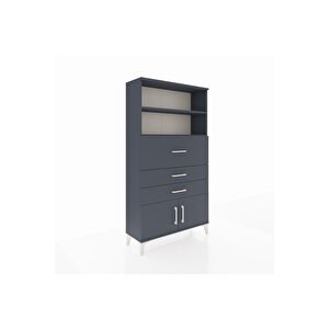 Arges Dolap 2 Raflı 3 Çekmeceli 2 Kapaklı 88x30x163 Antrasit-antrasit