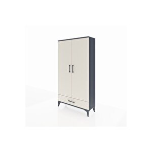 Arges Dolap 2 Raflı Tek Çekmeceli Tek Askılı 88x30x163 Antrasit-aytaşı