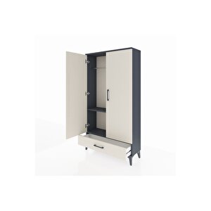 Arges Dolap 2 Raflı Tek Çekmeceli Tek Askılı 88x30x163 Antrasit-aytaşı