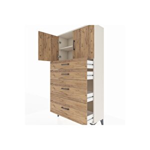 Arges Dolap 2 Raflı 4 Çekmeceli 2 Kapaklı 88x30x163 Aytaşı-çam