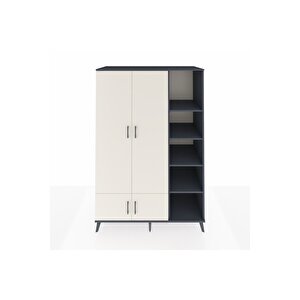 Kronos Dolap 6 Raflı 4 Kapaklı Tek Askılı 132x59x195 Antrasit-aytaşı/antrasit