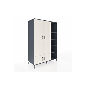 Kronos Dolap 6 Raflı 4 Kapaklı Tek Askılı 132x59x195 Antrasit-aytaşı/antrasit