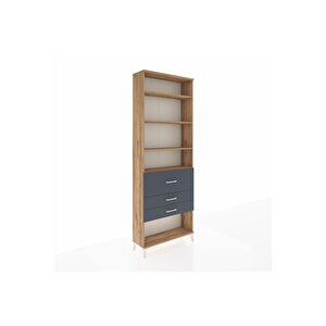 Arges Dolap 4 Raflı 3 Çekmeceli 88x30x243 Çam-antrasit