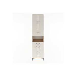 Arges Dolap 3 Raflı 3 Çekmeceli 4 Kapaklı 60x30x243 Çam-aytaşı