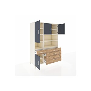 Kronos Dolap 9 Raflı 4 Çekmeceli 4 Kapaklı 132x59x195 Aytaşı-antrasit/çam