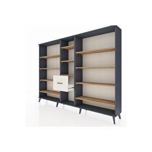 Arges Dolap 11 Raflı 3 Çekmeceli  220x30x163 Antrasit-çam/aytaşı