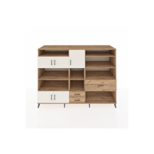 Kronos Dolap 13 Raflı 3 Çekmeceli 5 Kapaklı 220x59x163 Çam-aytaşı/çam