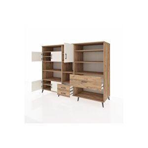 Kronos Dolap 13 Raflı 3 Çekmeceli 5 Kapaklı 220x59x163 Çam-aytaşı/çam