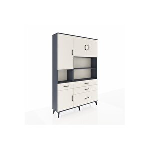 Arges Gardrop 9 Raflı 4 Çekmeceli 4 Kapaklı 132x30x195 Antrasit-aytaşı