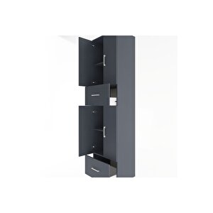Hyperion Dolap 4 Raflı 2 Çekmeceli 4 Kapaklı 60x44x243 Antrasit-antrasit