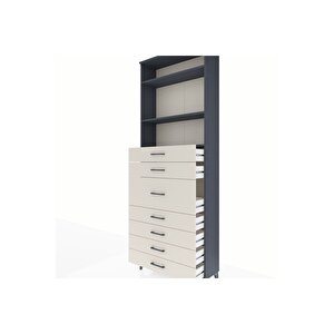 Arges Dolap 3 Raflı 7 Çekmeceli 88x30x243 Antrasit-aytaşı