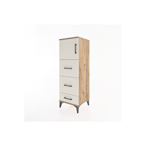 Hyperion Dolap Tek Raflı 3 Çekmeceli Tek Kapaklı 44x44x134 Çam-aytaşı