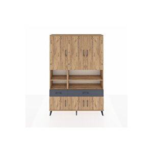 Arges Dolap 8 Raflı 2 Çekmeceli 6 Kapaklı 132x30x195 Çam-çam/antrasit