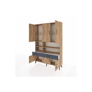 Arges Dolap 8 Raflı 2 Çekmeceli 6 Kapaklı 132x30x195 Çam-çam/antrasit