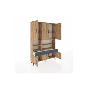 Arges Dolap 8 Raflı 2 Çekmeceli 6 Kapaklı 132x30x195 Çam-çam/antrasit