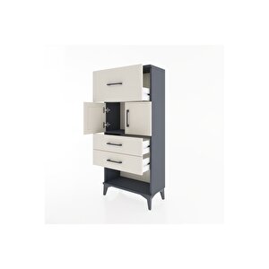 Hyperion Dolap 2 Raflı 3 Çekmeceli 2 Kapaklı 60x44x134 Antrasit-aytaşı