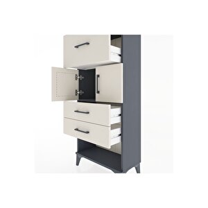 Hyperion Dolap 2 Raflı 3 Çekmeceli 2 Kapaklı 60x44x134 Antrasit-aytaşı