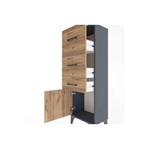 Arges Dolap 3 Çekmeceli Tek Kapaklı 44x30x134 Antrasit-çam