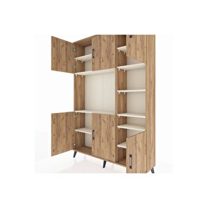 Arges Dolap 10 Raflı 6 Kapaklı 132x30x195 Çam-çam/aytaşı