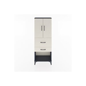 Arges Dolap 3 Raflı 2 Çekmeceli 2 Kapaklı 60x30x163 Antrasit-aytaşı