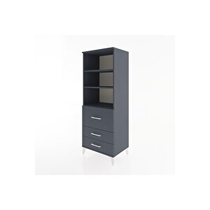 Hyperion Dolap 3 Raflı 3 Çekmeceli 60x44x163 Antrasit-antrasit