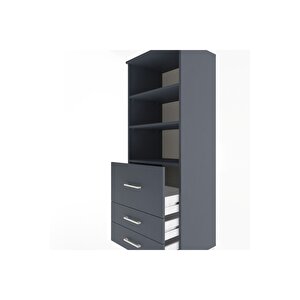 Hyperion Dolap 3 Raflı 3 Çekmeceli 60x44x163 Antrasit-antrasit