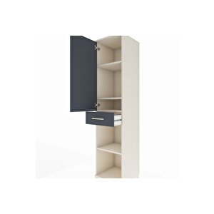 Hyperion Dolap 4 Raflı Tek Çekmeceli Tek Kapaklı 44x44x195 Aytaşı-antrasit