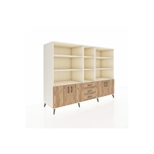 Kronos Dolap 11 Raflı 3 Çekmeceli 4 Kapaklı 220x59x163 Aytaşı-çam