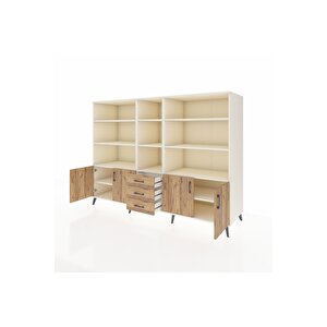 Kronos Dolap 11 Raflı 3 Çekmeceli 4 Kapaklı 220x59x163 Aytaşı-çam