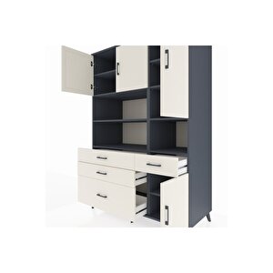 Kronos Dolap 9 Raflı 4 Çekmeceli 4 Kapaklı 132x59x195 Antrasit-aytaşı/aytaşı