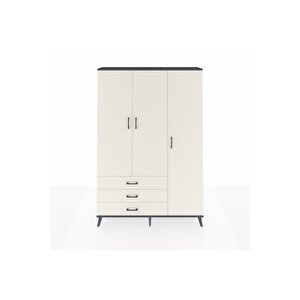 Arges Gardrop 6 Raflı 3 Çekmeceli Tek Askılı 132x30x195 Antrasit-aytaşı