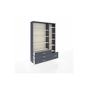Arges Dolap 9 Raflı 4 Çekmeceli  132x30x195 Antrasit-aytaşı/antrasit