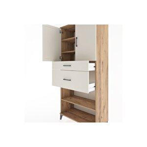 Hyperion Dolap 4 Raflı 2 Çekmeceli 2 Kapaklı 88x44x195 Çam-aytaşı