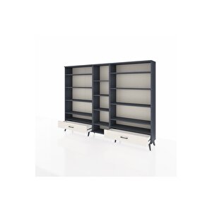 Arges Dolap 14 Raflı 2 Çekmeceli  220x30x163 Antrasit-antrasit/aytaşı