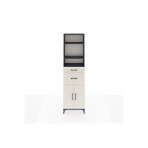 Arges Dolap 4 Raflı 2 Çekmeceli 2 Kapaklı 60x30x221 Antrasit-aytaşı