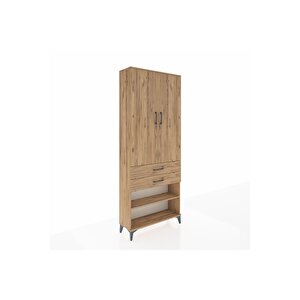 Arges Dolap 4 Raflı 2 Çekmeceli 2 Kapaklı 88x30x221 Çam-çam