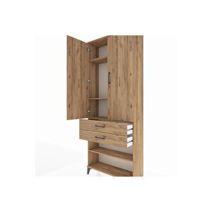 Arges Dolap 4 Raflı 2 Çekmeceli 2 Kapaklı 88x30x221 Çam-çam
