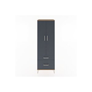 Hyperion Dolap 4 Raflı 2 Çekmeceli 2 Kapaklı 60x44x182 Çam-antrasit