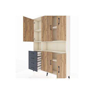 Arges Dolap 7 Raflı 4 Çekmeceli 5 Kapaklı 132x30x195 Aytaşı-çam/antrasit