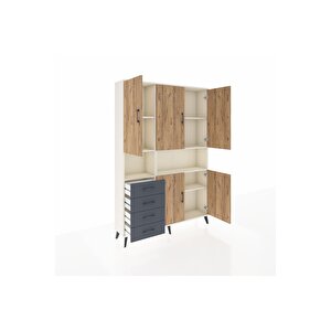 Arges Dolap 7 Raflı 4 Çekmeceli 5 Kapaklı 132x30x195 Aytaşı-çam/antrasit