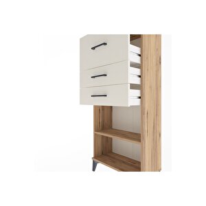 Arges Dolap Tek Raflı 3 Çekmeceli 60x30x134 Çam-aytaşı