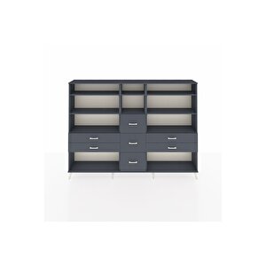 Arges Dolap 8 Raflı 7 Çekmeceli  220x30x163 Antrasit-antrasit