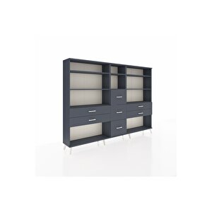 Arges Dolap 8 Raflı 7 Çekmeceli  220x30x163 Antrasit-antrasit