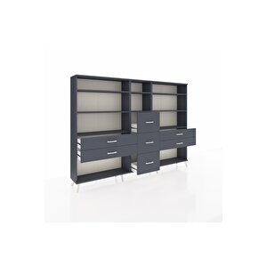 Arges Dolap 8 Raflı 7 Çekmeceli  220x30x163 Antrasit-antrasit